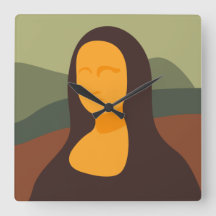 Mona Lisa Painting Art Square Wall Clock