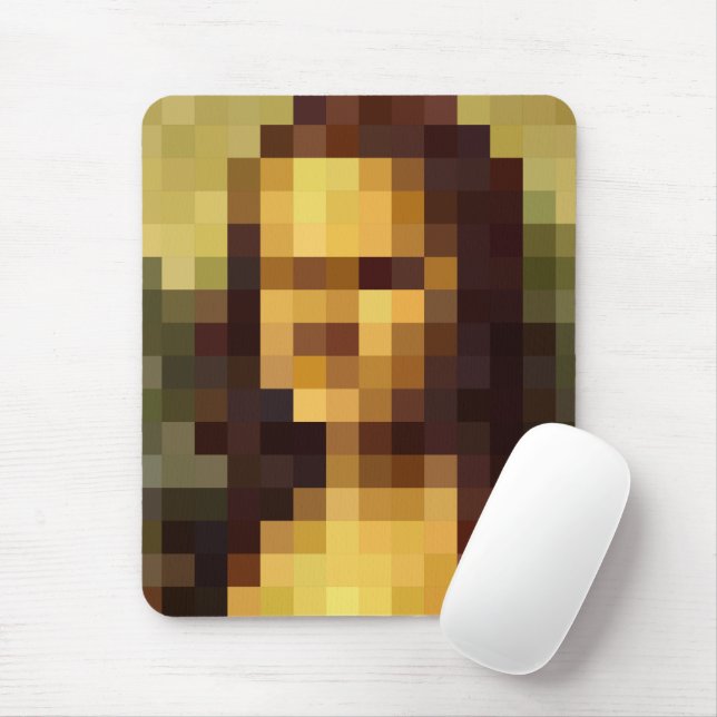 Mona Lisa pixel art Leonardo da Vinci, La Gioconda Mouse Pad (With Mouse)