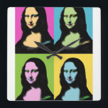 Mona Lisa - Pop Art Style Square Wall Clock<br><div class="desc">Mona Lisa is stylised in Pop Art and Her famous smile is also colourized. For Pop Art lovers. With respect to Leonardo Da Vinci painting,  this is Art Revisited !</div>