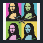 Mona Lisa - Pop Art Style Square Wall Clock<br><div class="desc">Mona Lisa is stylised in Pop Art and Her famous smile is also colourized. For Pop Art lovers. With respect to Leonardo Da Vinci painting,  this is Art Revisited !</div>