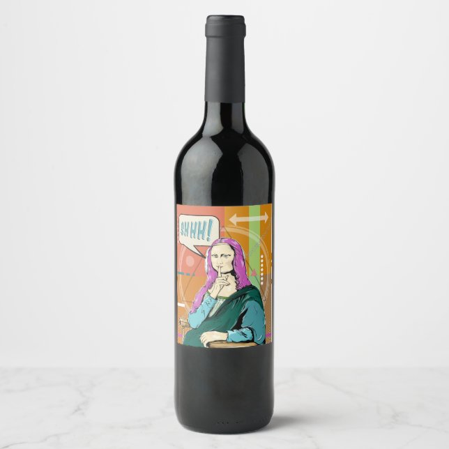 Mona Lisa pop art Wine Label (Front)