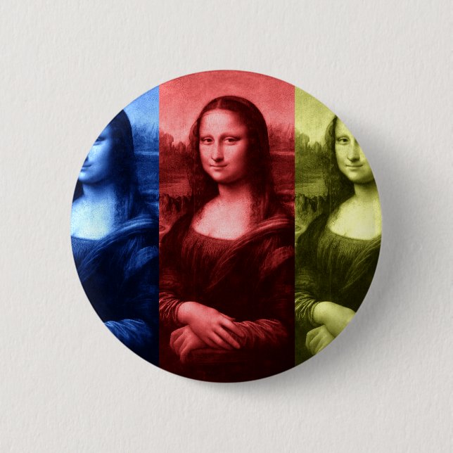 Mona Lisa Primary Colours 6 Cm Round Badge (Front)