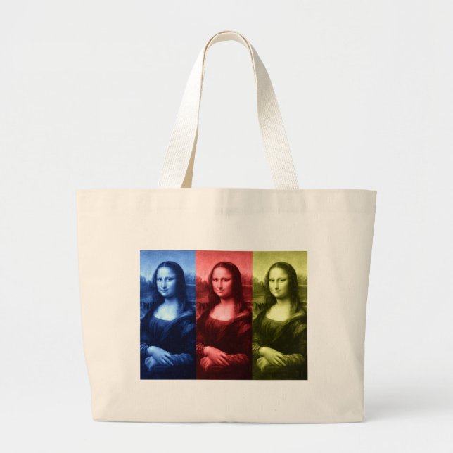 Mona Lisa Primary Colours Large Tote Bag (Front)