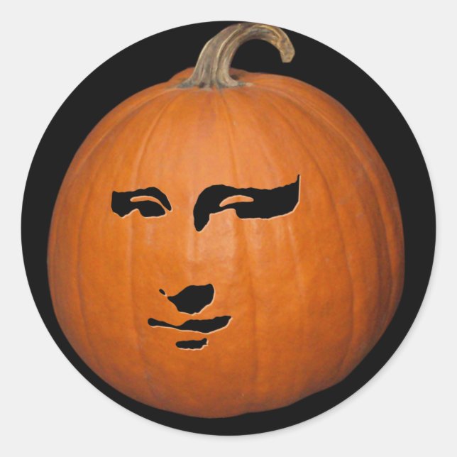 Mona Lisa Pumpkin Classic Round Sticker (Front)