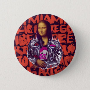 Mona Lisa Punk Art 6 Cm Round Badge
