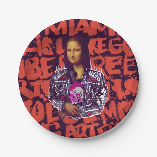 Mona Lisa Punk Art Paper Plate (Front)