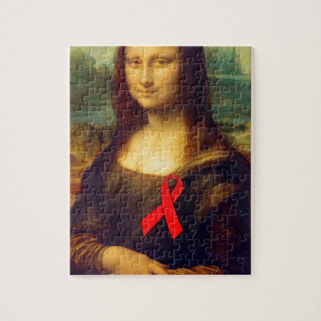 Mona Lisa Red Ribbon Jigsaw Puzzle (Vertical)