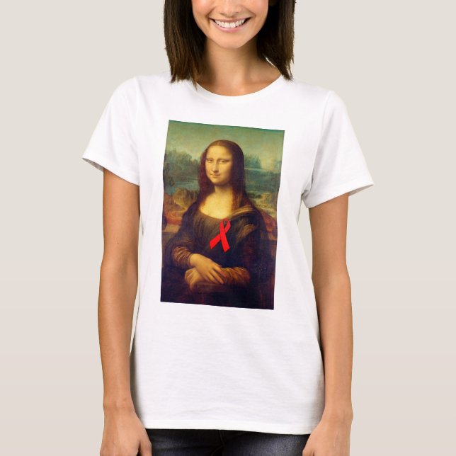 Mona Lisa Red Ribbon T-Shirt (Front)