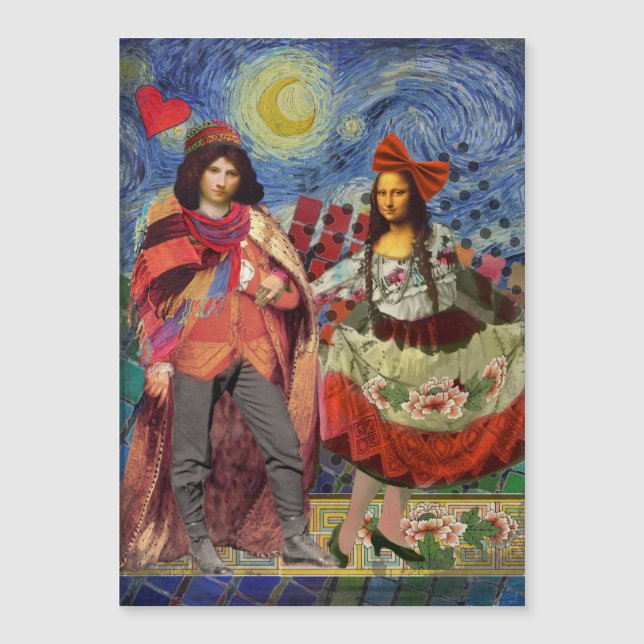 Mona Lisa Romantic Funny Colourful Artwork (Front)