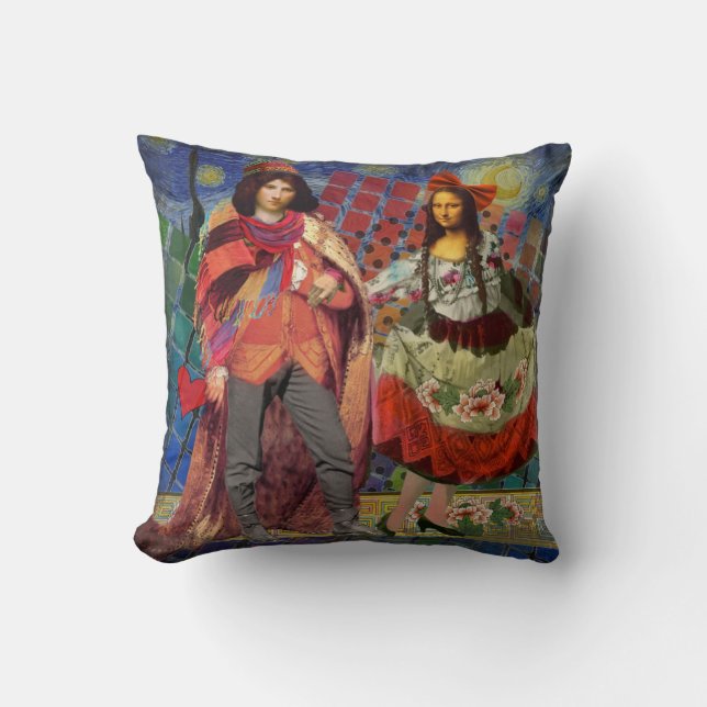 Mona Lisa Romantic Funny Colourful Artwork Cushion (Front)