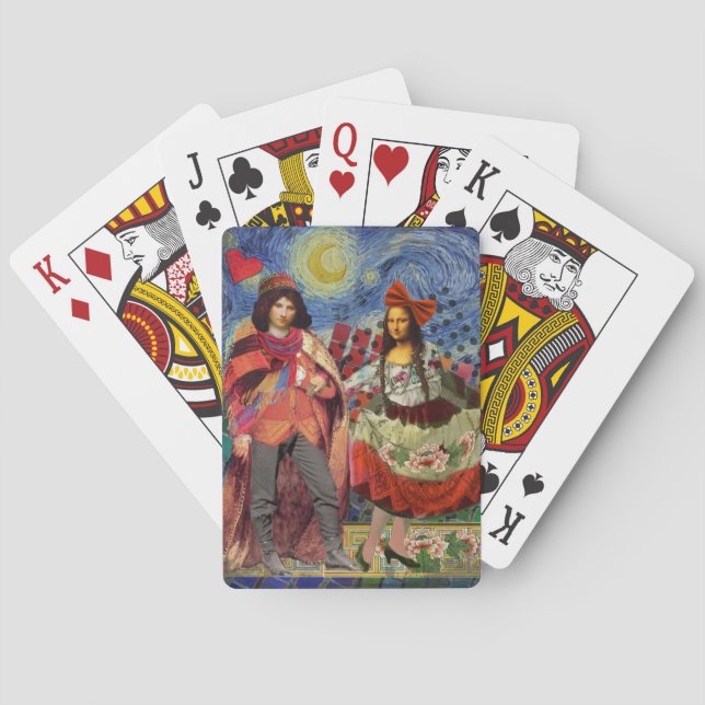 Mona Lisa Romantic Funny Colourful Artwork Playing Cards (Back)
