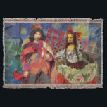 Mona Lisa Romantic Funny Colourful Artwork Throw Blanket<br><div class="desc">This wonderful invitation takes elements from the Mona Lisa and Van Gogh's Starry night to make an exceptionally unique and whimsical wedding theme stationary for an invitation, thank you, table number, and more! The Mona Lisa - This image features the Mona Lisa with her man, dancing in whimsical boho fashion...</div>