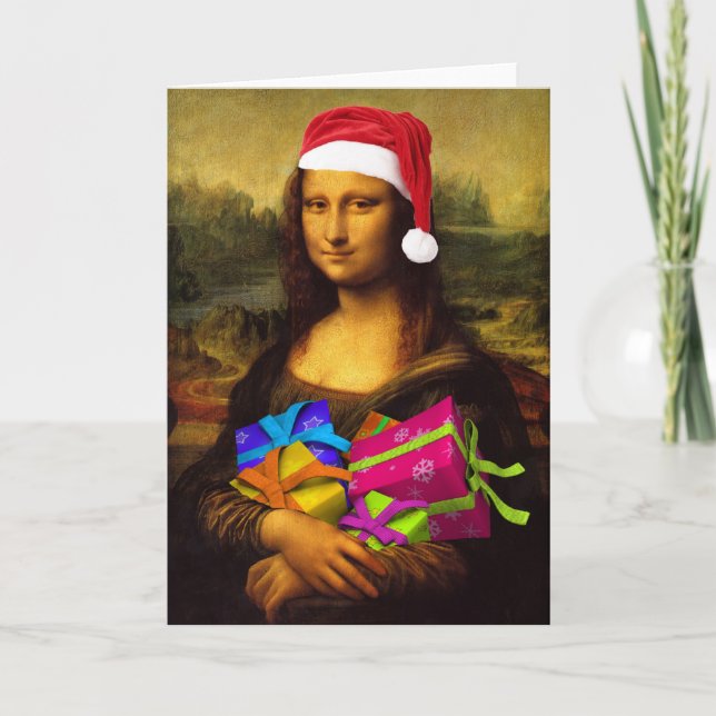 Mona Lisa Santa Claus Holiday Card (Front)