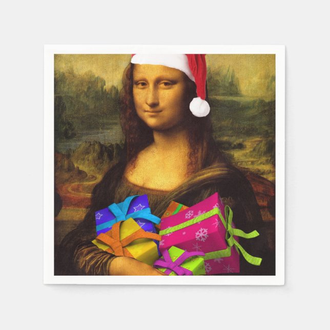 Mona Lisa Santa Claus Napkin (Front)