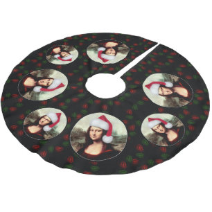 Mona Lisa Santa Hat Christmas Brushed Polyester Tree Skirt