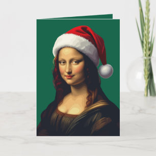 Mona Lisa Santa Hat Christmas Holiday Cut Out