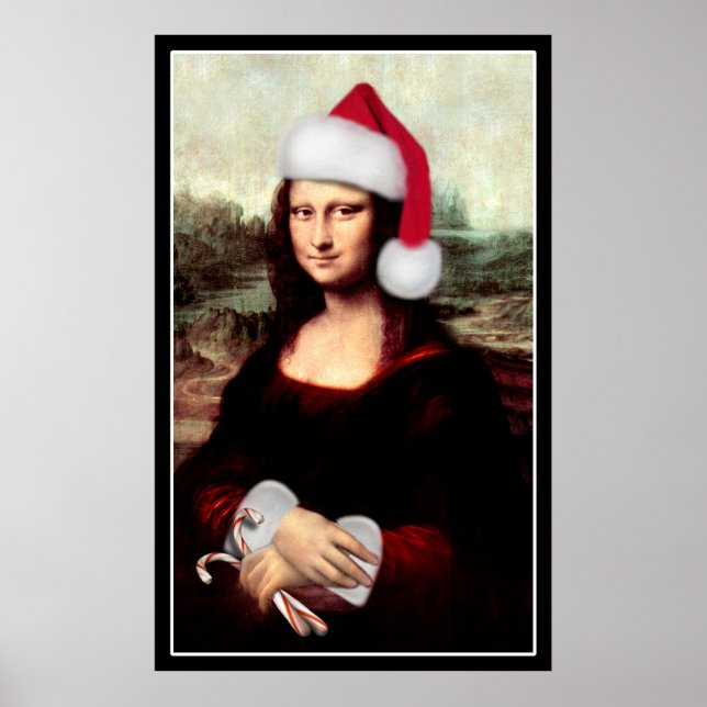 Mona Lisa Santa Hat Christmas Poster (Front)