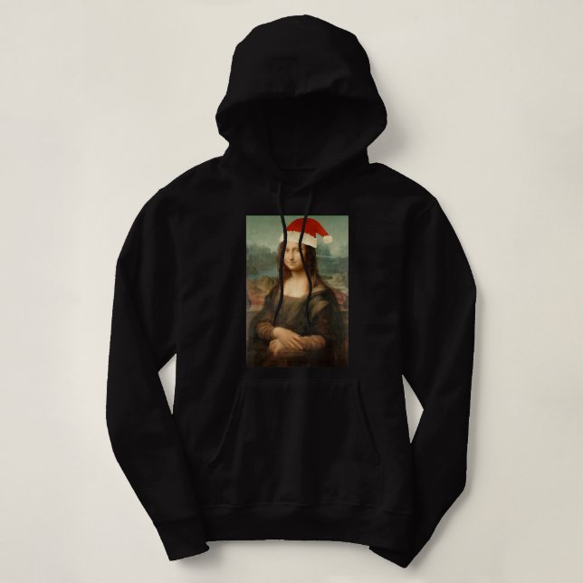 Mona Lisa Santa Hat Funny Christmas Art For Men Wo Hoodie (Design Front)
