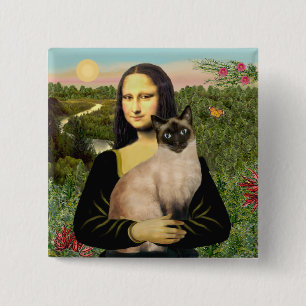 Mona Lisa - Seal Point Siamese cat 15 Cm Square Badge