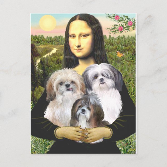 Mona Lisa - Shih Tzus (three) Postcard (Front)