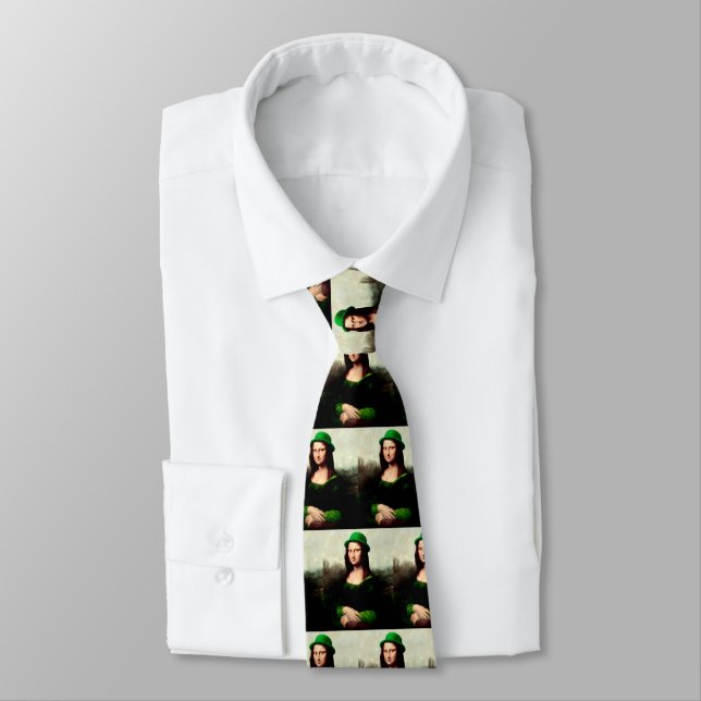 Mona Lisa St. Patrick's Day Clover Tie (Tied)