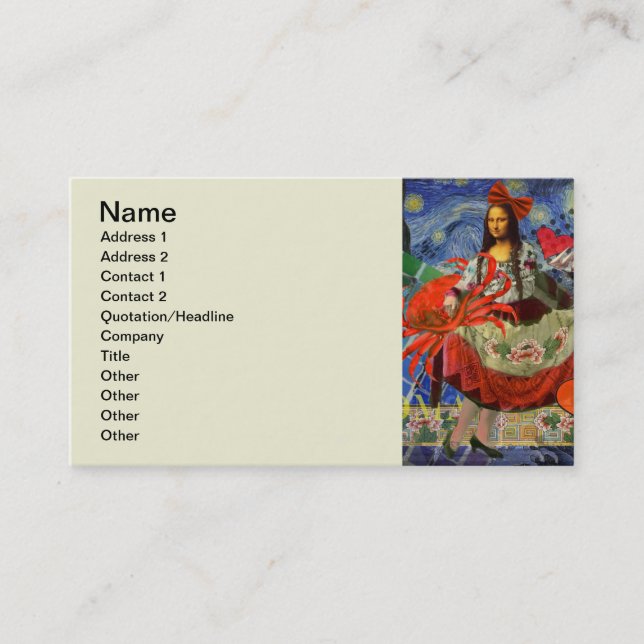 Mona Lisa Starry Night Collage: Whimsical Surreal  Business Card (Front)