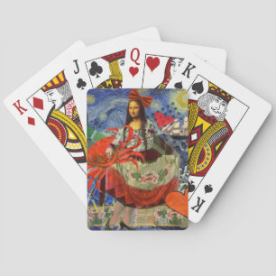 Mona Lisa Starry Night Collage: Whimsical Surreal Playing Cards