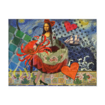 Mona Lisa Starry Night Collage: Whimsical Surreal 