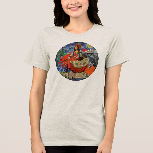 Mona Lisa Starry Night Collage: Whimsical Surreal  Tri-Blend Shirt (Front)