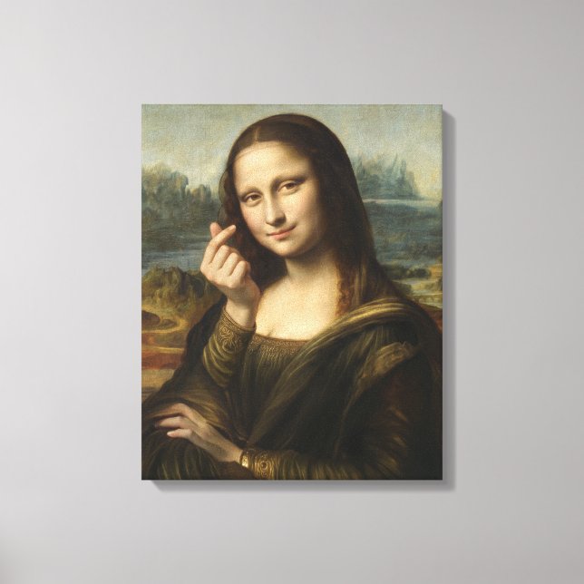 Mona Lisa striking a "Kyun Pose" Canvas Print (Front)
