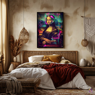 Mona Lisa Synthwave Cyberpunk Art Poster