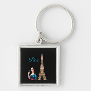 MONA LISA TAKING A SELFIE SURREAL RETRO KEY RING