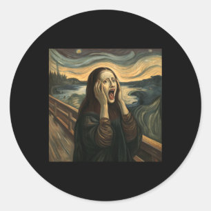 Mona Lisa The Scream Halloween Costume Party Art  Classic Round Sticker