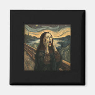 Mona Lisa The Scream Halloween Costume Party Art  Magnet