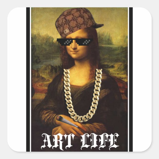 Mona Lisa Thug Life Art Life Square Sticker (Front)