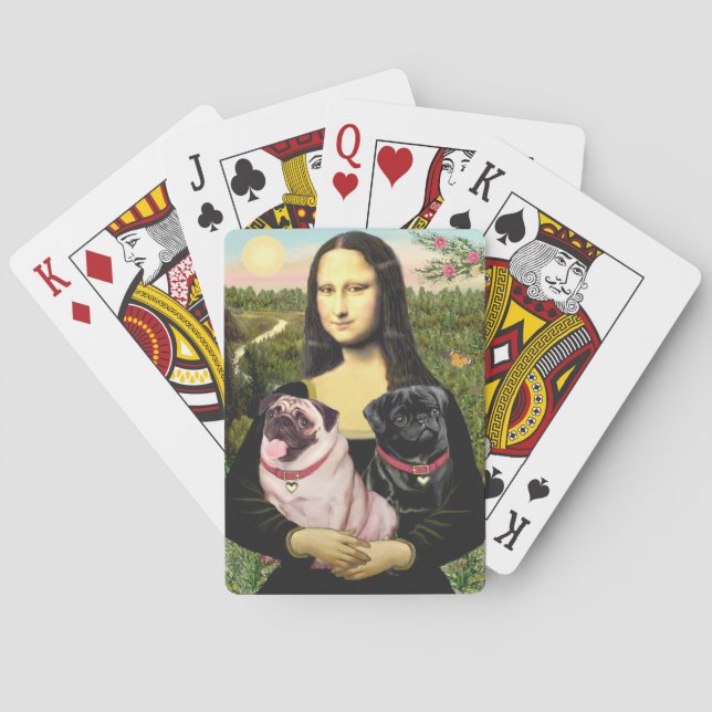 Mona Lisa - Two Pugs Playing Cards (Back)