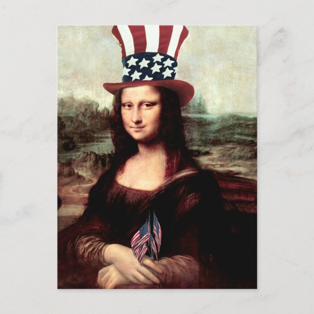 Mona Lisa USA Independence Day  Postcard (Front)