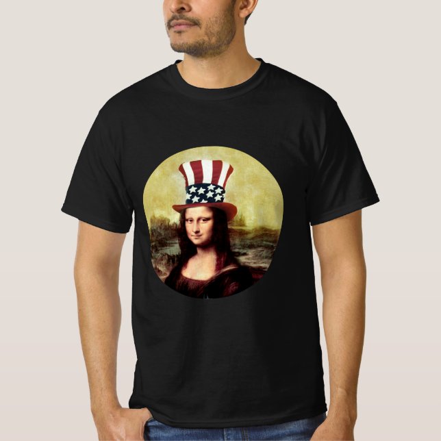 Mona Lisa USA Independence Day  T-Shirt (Front)