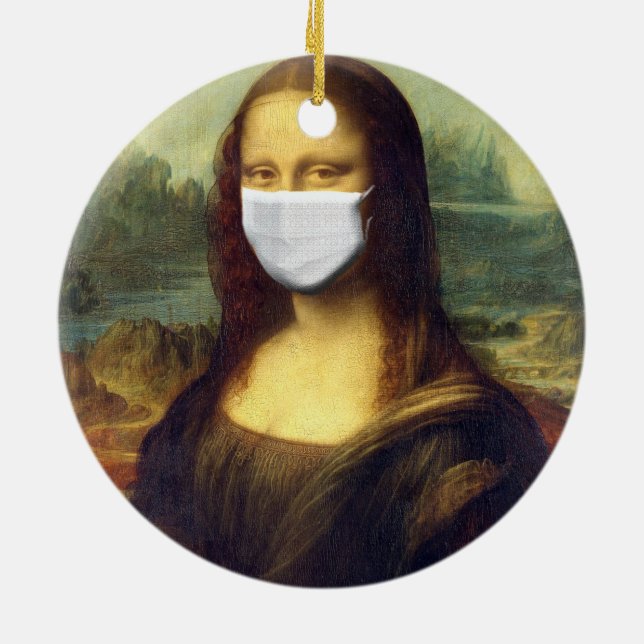 Mona Lisa Via Corona Virus Ceramic Tree Decoration (Back)