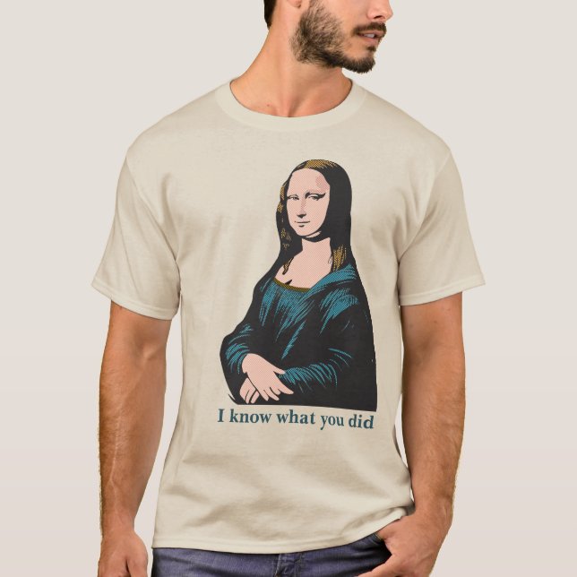 Mona Lisa Warhol Style Smug Humourous Comic Book T-Shirt (Front)