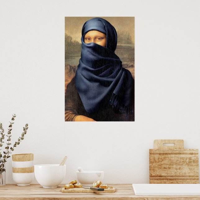 Mona Lisa wearing a scarf Leonardo da Vinci Poster (Kitchen)