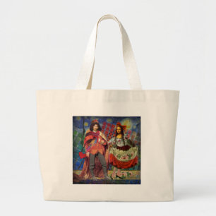 Mona Lisa Whimsical Large Tote Bag