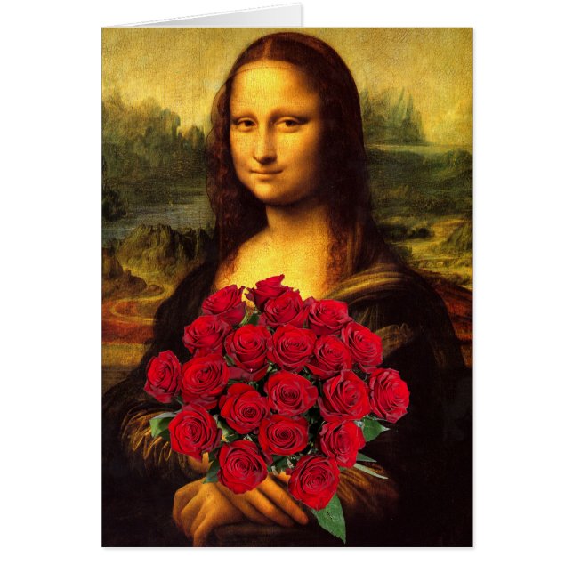 Mona Lisa With Bouquet Of Red Roses (Front)