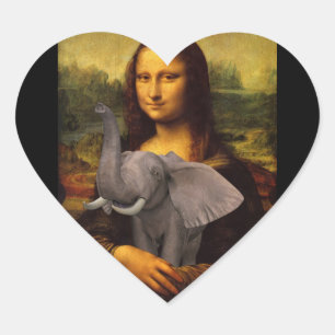 Mona Lisa With Elephant Heart Sticker