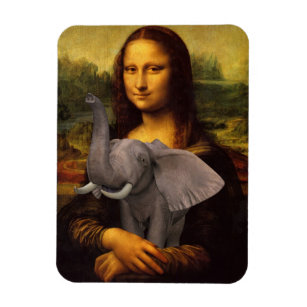 Mona Lisa With Elephant Magnet