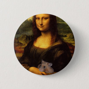 Mona Lisa With Hamster 6 Cm Round Badge