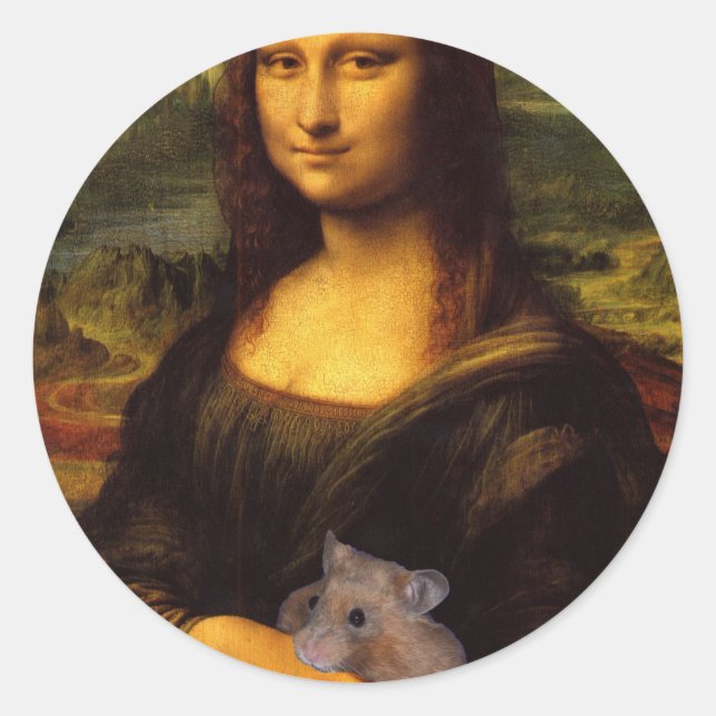 Mona Lisa With Hamster Classic Round Sticker (Front)