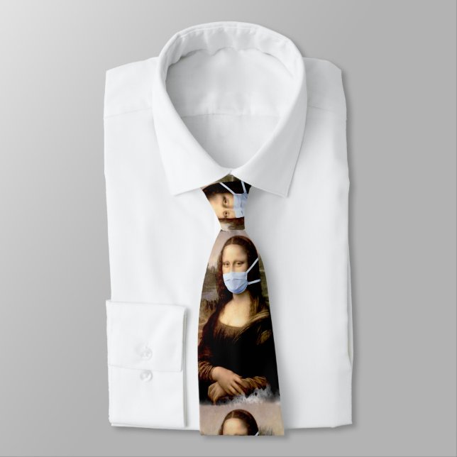 Mona Lisa with Mask Da Vinci Spoofing The Arts Tie (Tied)
