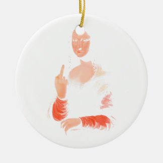 Mona Lisa with middle finger Ceramic Tree Decoration