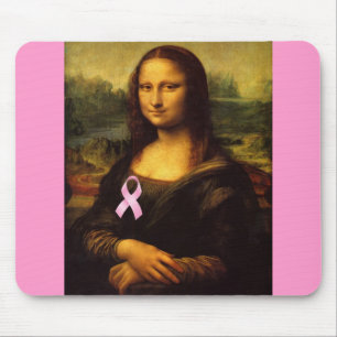 Mona Lisa With Pink Ribbon Mouse Pad